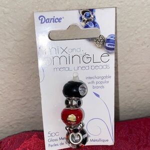 5/$10❤️❤️❤️NWTs Darice Mix and Mingle Beads - Black, Red, Silver